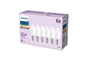Glödlampor - Philips LED-glödlampa B35 3,4W/827 (40W) Frosted 6-pack E14 - 929004589763