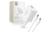 Mobile - Adapters & Chargers - Tech-Protect NC45W-GAN 2-PORT PD45W + TYPE-C CABLE - White - 5906302372409