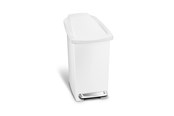 Badrumstillbehör - Simplehuman 10L slim pedal bin white plastic - CW1332