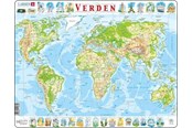 Pusselspel - Larsen Puzzles Puzzle World Map Physical - 80 pieces Maxi (36.5x28.5 cm) Golv - K4