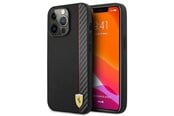 Mobile - Covers & Cases - Ferrari iPhone 13 Pro Max Cover Carbon Effect Metal Logo Vertical Stripe - Black - 3666339026585