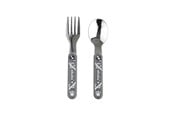 Babyvård - Akuku Stainless steel spoon and fork GREY - A0100