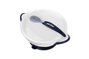 Babyvård - Akuku Suction bowl with spoon WHITE/NAVY BLUE - A0503