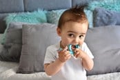 Babyvård - Akuku Silicone teether/toothbrush SNAIL_blue - A0114