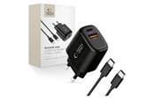 Mobile - Adapters & Chargers - Tech-Protect  NCA45W-GAN 2-Ports 45W AC Charger with USB-C Cable - Black - 5906302336005