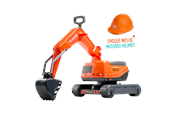 Utomhuslek - Orange Grävmaskin inkl. hjälm Kubota - 808-091