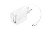 Mobile - Adapters & Chargers - Belkin BoostCharge 45W USB-C with Retractable USB-C Wall Charger - PPS - WCH023KQWH