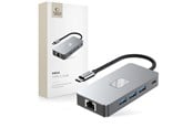 USB Hub - Tech-Protect HB05 HUB 9in1 USB-C + USB2.0 + USB3.0 + HDMI 4K 60HZ + SD / TF + PD100W + RJ45 - Grey USB Hub - USB 3.0 - 9 porte - Grey - 5906302360543