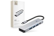 USB Hub - Tech-Protect HB01 HUB Adapter 5in1 USB-C + USB3.0 + HDMI 4K 60Hz + PD100W - Grey USB Hub - USB 3.0 - 5 porte - Grey - 5906302360529