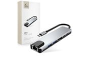USB Hub - Tech-Protect HB02 HUB Adapter 6in1 USB-C + USB2.0 + USB3.0 + HDMI 4K 30Hz + RJ45 + PD100W - Grey USB Hub - USB 3.0 - 6 porte - Grey - 5906302360574