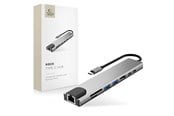 USB Hub - Tech-Protect USB Hub HB09 8in1 TYPE-C + USB-A 3.0 + USB-C 3.0 + HDMI 4K 60HZ + SD/TF + PD100W + RJ45 1000 MB/S - Grey USB Hub - USB 3.0 - 8 porte - Grey - 5906302340033