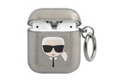 Andra mobiltillbehör - Karl Lagerfeld Glitter Karl's Head Case for AirPods 1/2 - Black - 3666339030254