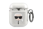 Andra mobiltillbehör - Karl Lagerfeld Glitter Karl's Head case for AirPods 1/2 - silver - 3666339030285