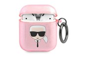 Andra mobiltillbehör - Karl Lagerfeld Glitter Karl's Head case for AirPods 1/2 - pink - 3666339030315