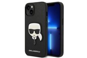 Mobile - Covers & Cases - Karl Lagerfeld Saffiano Karl's Head Patch Case for iPhone 14 Plus - Black - 3666339077044