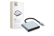 USB Hub - Tech-Protect HB08 4-in-1 USB-C + USB2.0 + 2 x HDMI 4K 60HZ Adapter - Grey USB Hub - USB 2.0 - 2 porte - Grey - 5906302368624
