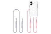 Andra mobiltillbehör - Tech-Protect Flexair Chain MagSafe Case for iPhone 16 - Clear + 2 Lanyards (Pink & Gray) - 5906302380206