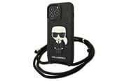 Mobile - Covers & Cases - Karl Lagerfeld Leather Monogram Patch and Cord Iconik Case for iPhone 13 Pro / 13 - Black - 3666339049904