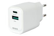 Mobile - Adapters & Chargers - Deltaco USB GaN Wall Charger PD 35W | 1x USB-A | 1x USB-C | PPS + Samsung SFC 25W | White - USBC-AC159