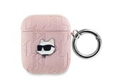 Andra mobiltillbehör - Karl Lagerfeld Monogram Choupette Head case for AirPods 1 / 2 - pink - 3666339283711