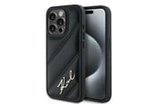 Mobile - Covers & Cases - Karl Lagerfeld Diagonal Quilted Script case for iPhone 15 Pro - black - 3666339252243