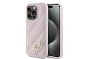 Mobile - Covers & Cases - Karl Lagerfeld Diagonal Quilted Script case for iPhone 15 Pro - pink - 3666339252526