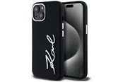Mobile - Covers & Cases - Karl Lagerfeld Silicone Metal Script Logo iPhone 15 Case - Black - 3666339253349