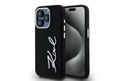 Mobile - Covers & Cases - Karl Lagerfeld Silicone Metal Script Logo iPhone 15 Pro Max Case - Black - 3666339253370