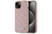Mobile - Covers & Cases - Karl Lagerfeld Leather Monogram Metal Logo MagSafe iPhone 15 Case - Pink - 3666339253905