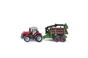 Leksaksbil - SIKU Massey Ferguson With Forestry Trailer - 1134