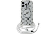 Mobile - Covers & Cases - Karl Lagerfeld IML Crossbody Monogram Karl & Choupette Head MagSafe Case for iPhone 15 Pro Max - Transparent - 3666339286873