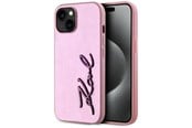 Mobile - Covers & Cases - Karl Lagerfeld Wrinkled Metal Signature iPhone 15 Case - Pink - 3666339255589