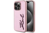 Mobile - Covers & Cases - Karl Lagerfeld Wrinkled Metal Signature iPhone 15 Pro Max Case - Pink - 3666339255619