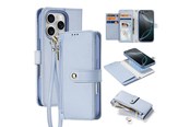 Mobile - Covers & Cases - Dux Ducis Lava Leather Case for iPhone 16 Pro with Detachable Magnetic Wallet - Cyan - 6934913004982