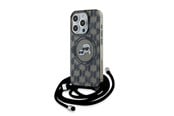 Mobile - Covers & Cases - Karl Lagerfeld IML Crossbody Monogram Karl & Choupette Head MagSafe Case for iPhone 15 Pro - Black - 3666339286446