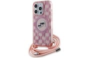 Mobile - Covers & Cases - Karl Lagerfeld IML Crossbody Monogram Karl & Choupette Head MagSafe Case for iPhone 15 Pro Max - Pink - 3666339286590