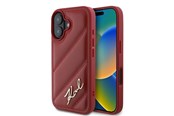 Mobile - Covers & Cases - Karl Lagerfeld Diagonal Quilted Script iPhone 16 Case - Red - 3666339317768