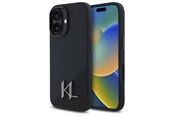 Mobile - Covers & Cases - Karl Lagerfeld Silicone Shadow Metal Initial MagSafe iPhone 16 Case - Black - 3666339317928