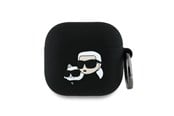 Andra mobiltillbehör - Karl Lagerfeld Silicone Karl&Chaupette Head 3D Case for AirPods 4 - Black - 3666339398095