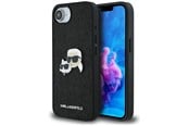 Mobile - Covers & Cases - Karl Lagerfeld Fixed Glitter Karl&Choupette Heads Metal Pin iPhone 16e Case - Black - 3666339453664
