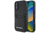 Mobile - Covers & Cases - Karl Lagerfeld HC Grained PU Cardslot Metal Elong iPhone 16 Case - Black - 3666339355401