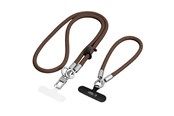 Andra mobiltillbehör - Tech-Protect C10S Crossbody Phone Lanyard (114 cm) + Wrist Lanyard (31 cm) - Brown-Titanium - 5906302324378