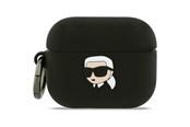 Mobile - Covers & Cases - Karl Lagerfeld Silicone Karl Head 3D Case for AirPods Pro 3 - Black - 3666339574666