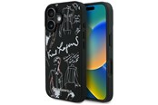 Mobile - Covers & Cases - Karl Lagerfeld Grained Pattern & Logo MagSafe Case for iPhone 16 - Black - 3666339463304