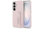 Mobile - Covers & Cases - Karl Lagerfeld Grained Signature Metal Resin Logo Case for Samsung Galaxy S26 - Pink - 3666339612405