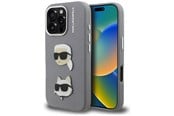 Mobile - Covers & Cases - Karl Lagerfeld FW Grained Karl & Choupette Heads Pins Case for iPhone 16 Pro Max - Gray - 3666339457938