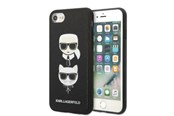 Mobile - Covers & Cases - Karl Lagerfeld KLHCI8SAKICKCBK iPhone 7/8 / SE 2020 / SE 2022 black/black hardcase Saffiano Karl&Choupette Head - 3666339054984