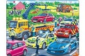 Pusselspel - Larsen Puzzles Rescue Vehicles on highway - LA-PG3