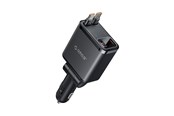 Mobile - Adapters & Chargers - ORICO Twin Reach 45W USB-A + USB-C Car Charger with Two Retractable USB-C Cables - Black - TR-45-1A3C-BK-EP-HU