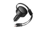 Mobile - Adapters & Chargers - ORICO Dual Stretch 60W USB-C Car Charger with Two Retractable USB-C + Lightning Cables - Black - DS-60-2C1L-BK-EP-HU